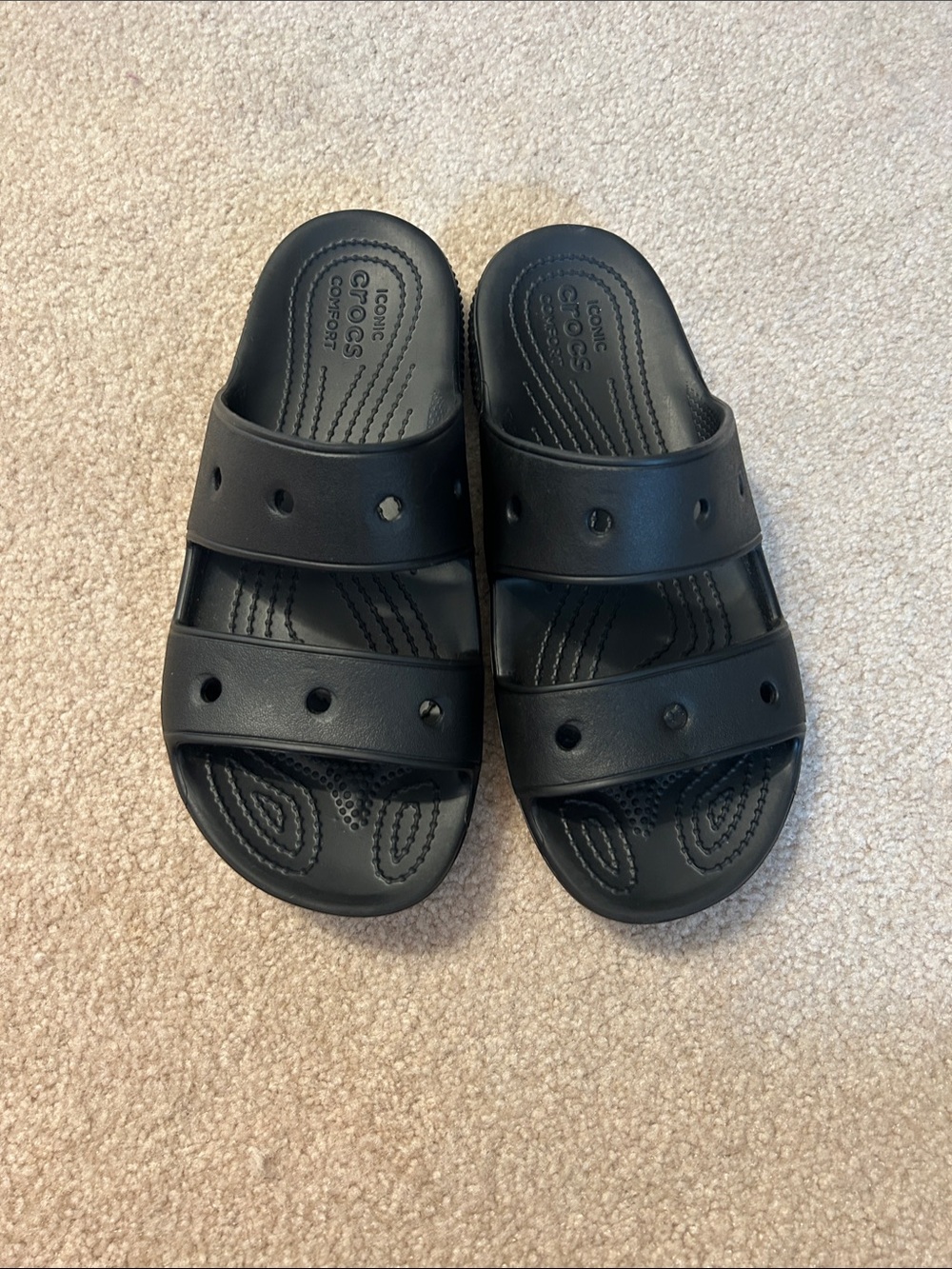 CROCS Black Two-Strap Slide Sandals